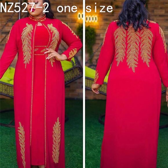 2 Piece ladies elegant white dress- sequence and long sleeve maxi length cape - Picture 9 of 10